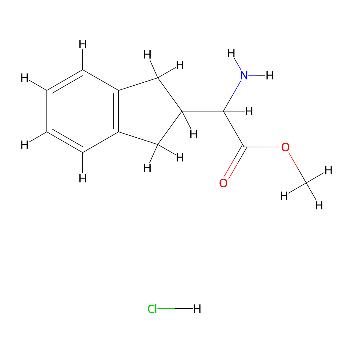 methyl 2-amino-2-(2,3-dihydro-1H-inden-2-yl)acetate hydrochloride molecular structure, CAS 155172-72-8