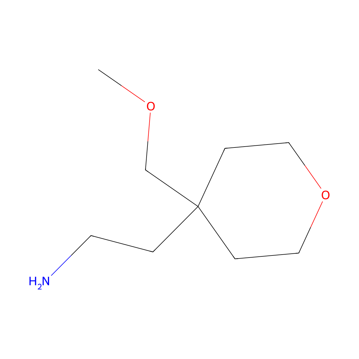 2-[4-(Methoxymethyl)oxan-4-yl]ethan-1-amine molecular structure, CAS 1551758-06-5