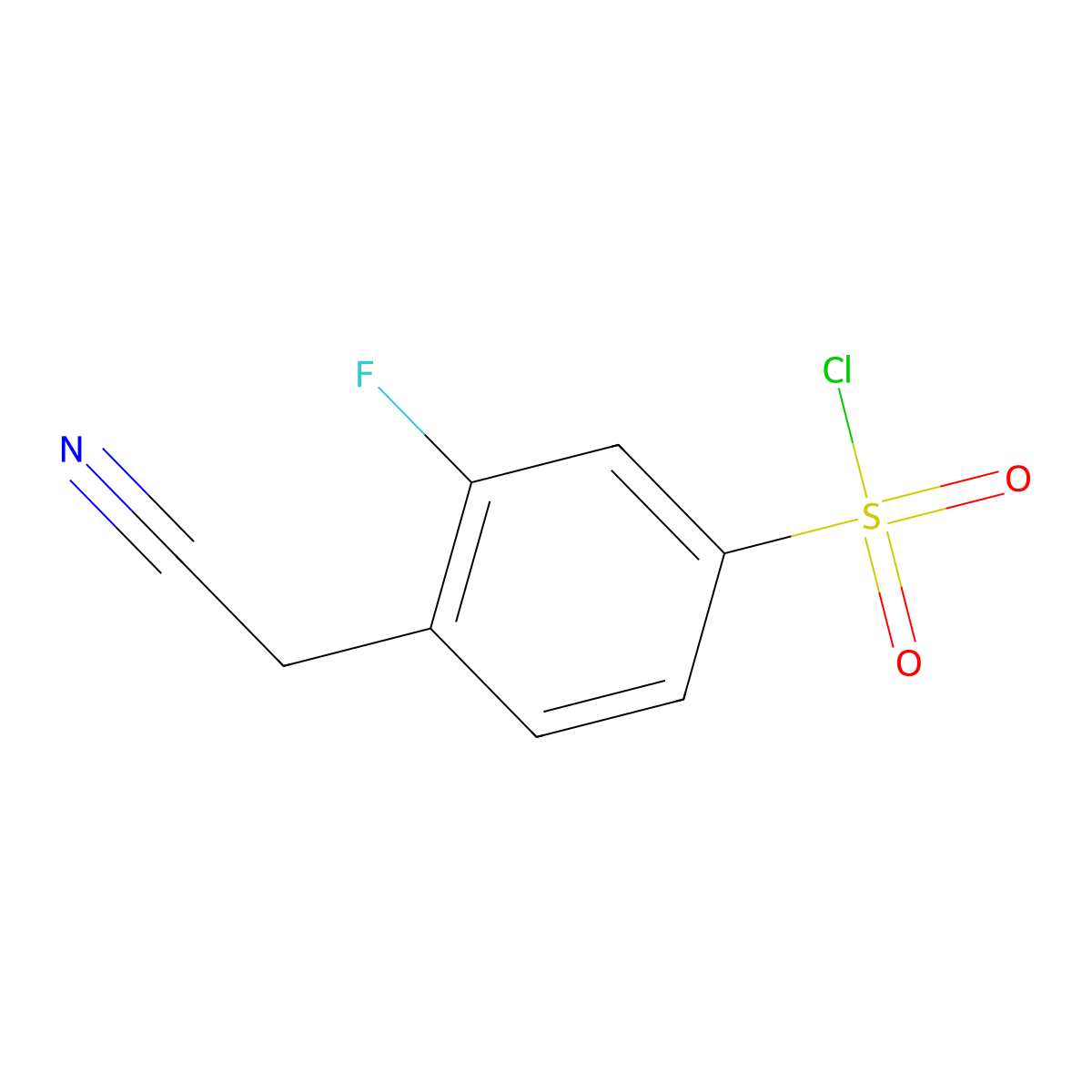 4-(Cyanomethyl)-3-fluorobenzene-1-sulfonyl chloride molecular structure, CAS 1551793-37-3