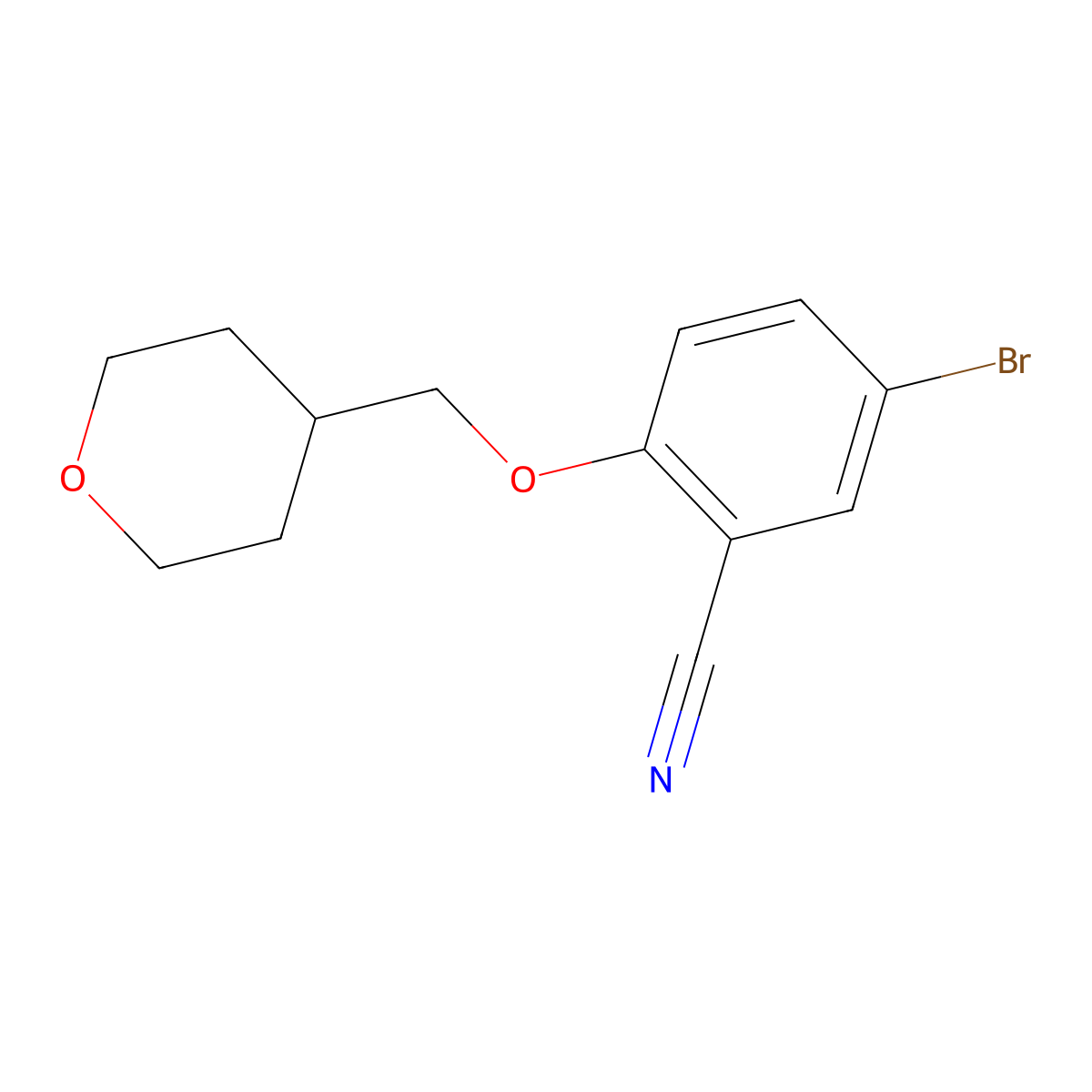 5-Bromo-2-((tetrahydro-2H-pyran-4-yl)methoxy)benzonitrile molecular structure, CAS 1551805-22-1