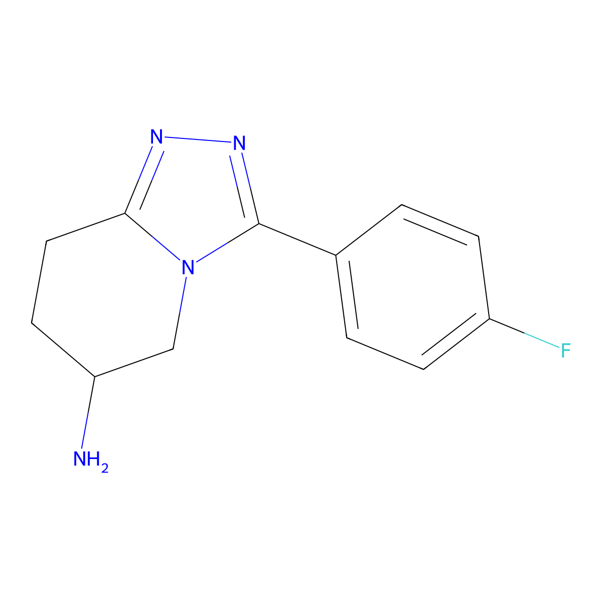 3-(4-fluorophenyl)-5H,6H,7H,8H-[1,2,4]triazolo[4,3-a]pyridin-6-amine molecular structure, CAS 1551814-44-8