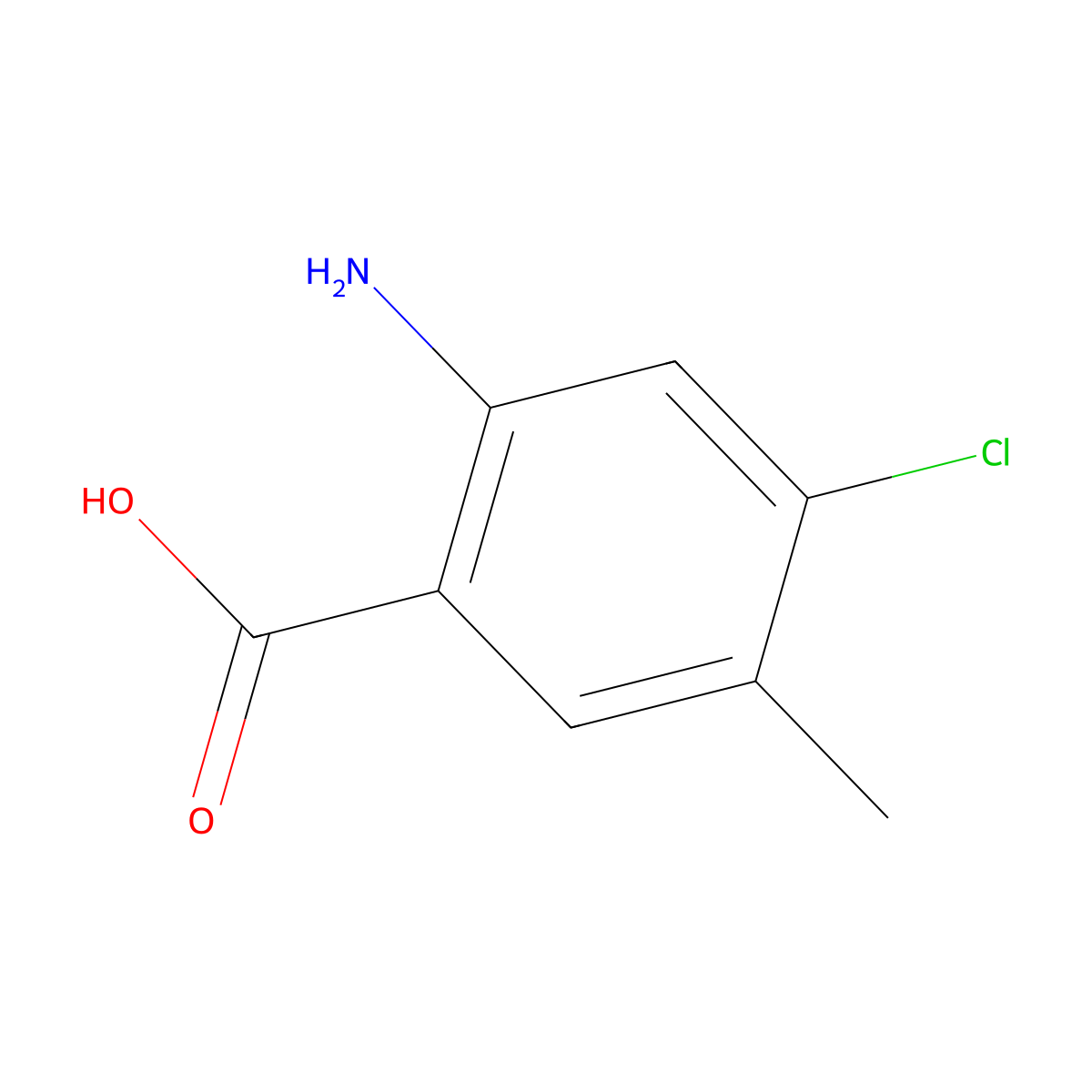 2-Amino-4-chloro-5-methylbenzoic acid molecular structure, CAS 155184-81-9