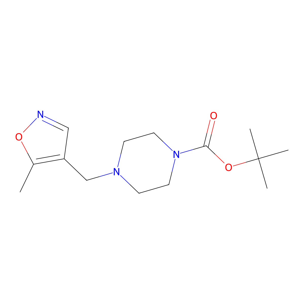 Tert-butyl 4-((5-methylisoxazol-4-yl)methyl)piperazine-1-carboxylate molecular structure, CAS 1551867-39-0
