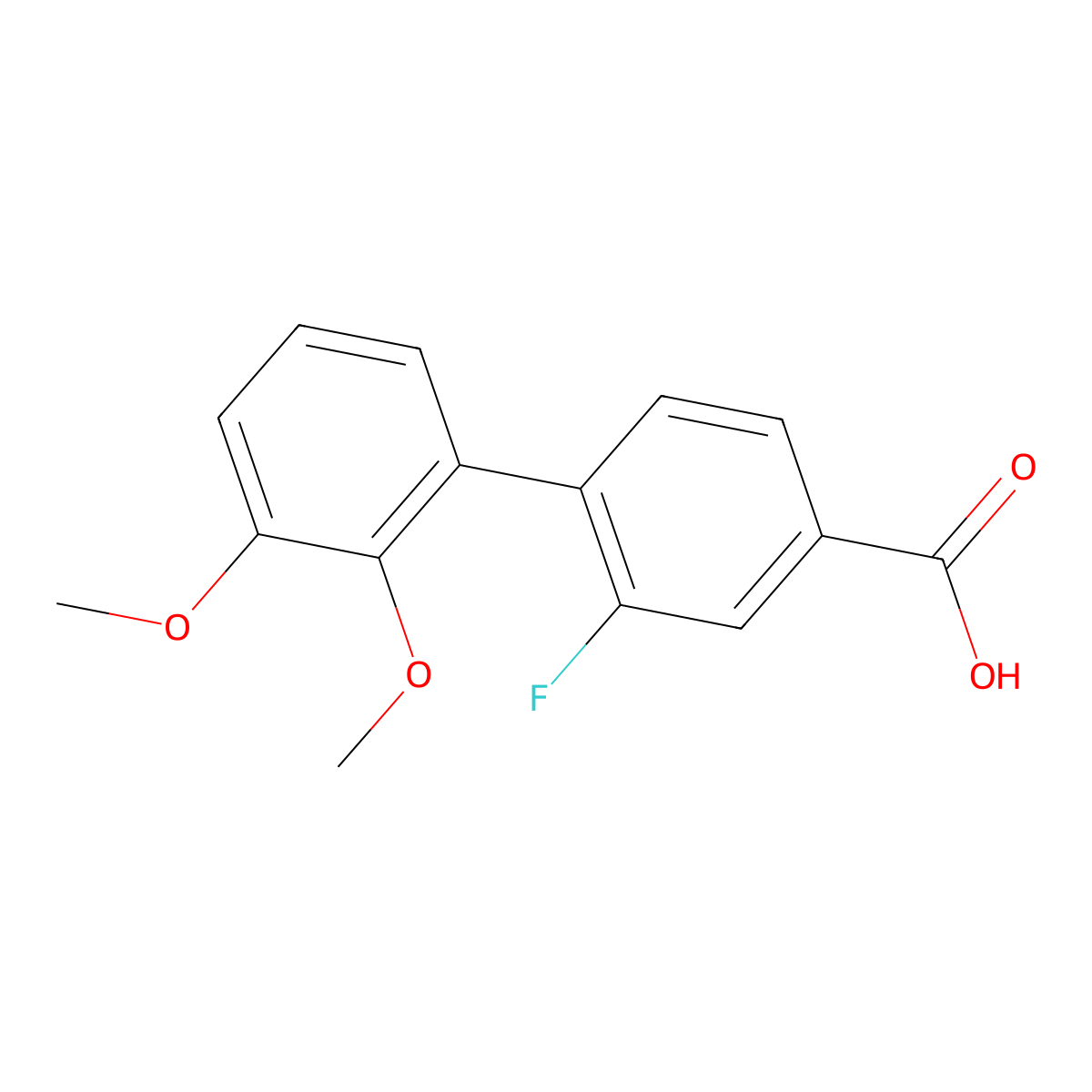 2-Fluoro-2',3'-dimethoxy[1,1'-biphenyl]-4-carboxylic acid molecular structure, CAS 1551881-91-4