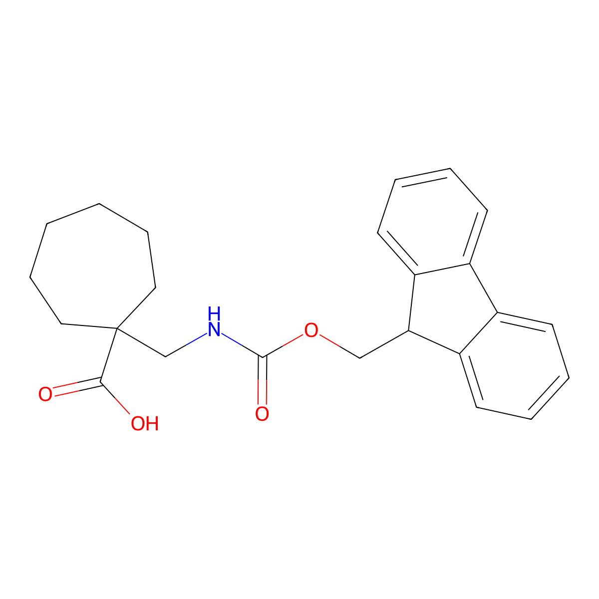 1-[({[(9H-fluoren-9-yl)methoxy]carbonyl}amino)methyl]cycloheptane-1-carboxylic acid molecular structure, CAS 1551909-53-5