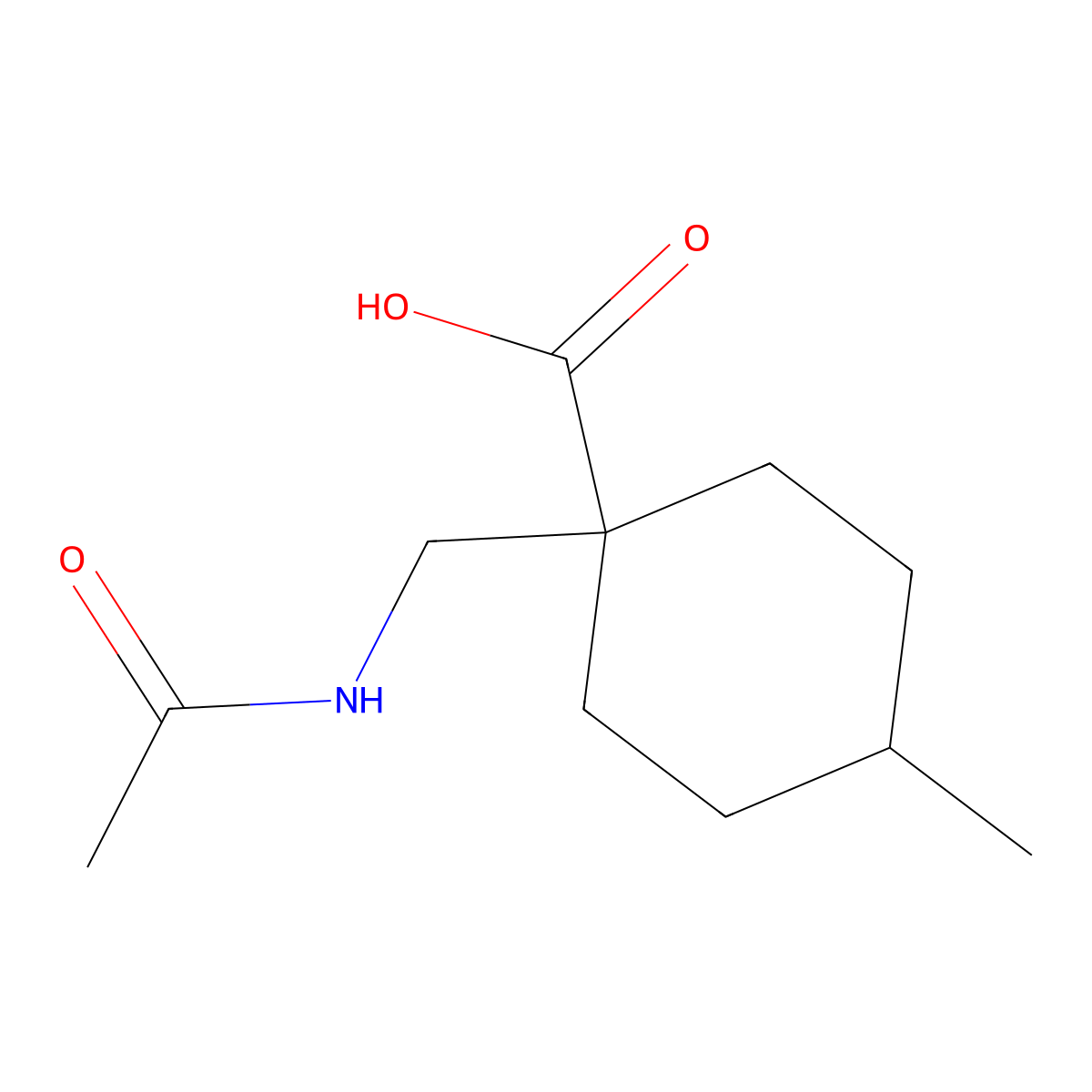 1-(Acetamidomethyl)-4-methylcyclohexane-1-carboxylic acid molecular structure, CAS 1551912-43-6