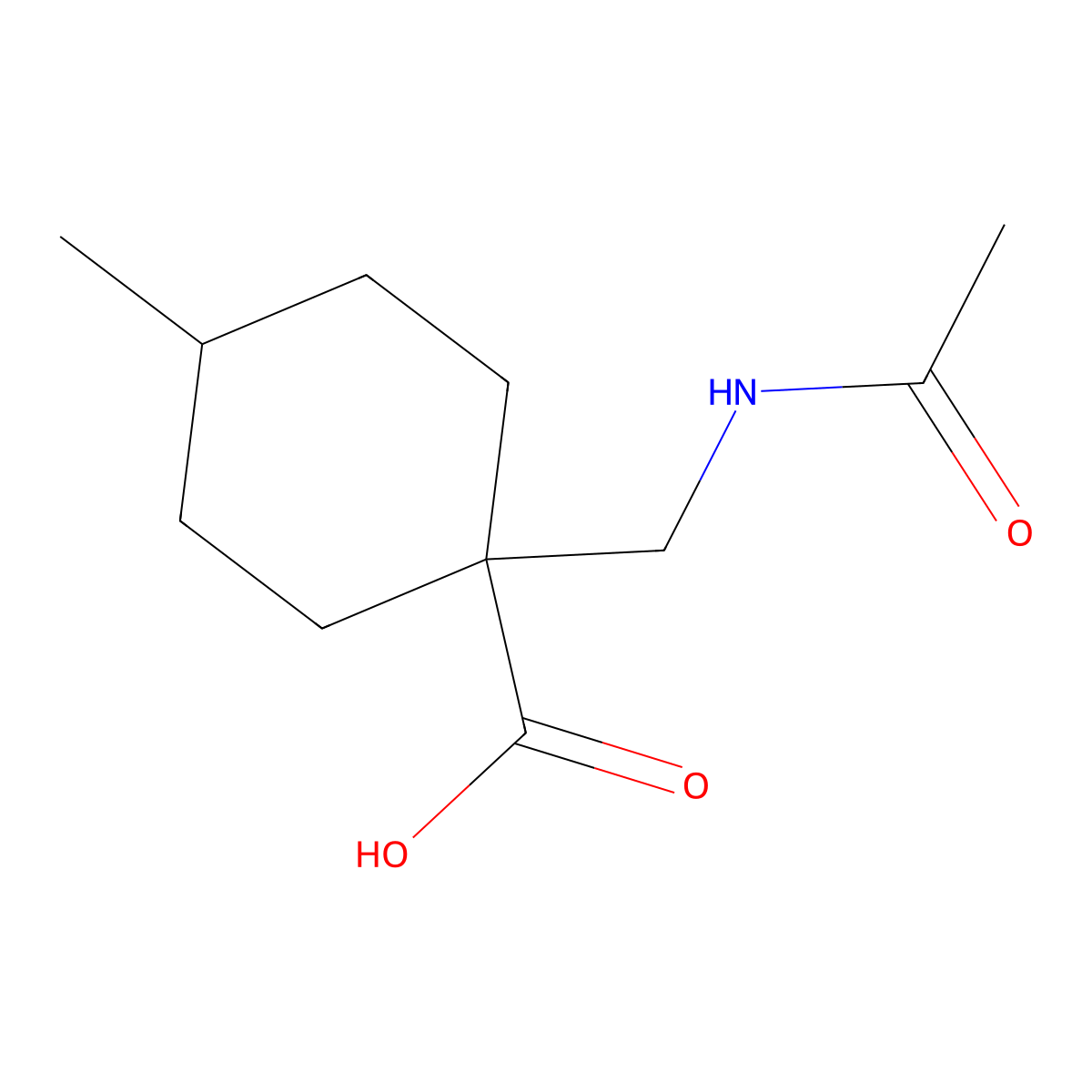 1-(Acetamidomethyl)-4-methylcyclohexane-1-carboxylic acid molecular structure, CAS 1551912-43-6