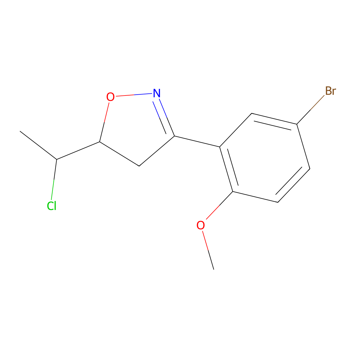 3-(5-Bromo-2-methoxyphenyl)-5-(1-chloroethyl)-4,5-dihydro-1,2-oxazole molecular structure, CAS 1551929-17-9