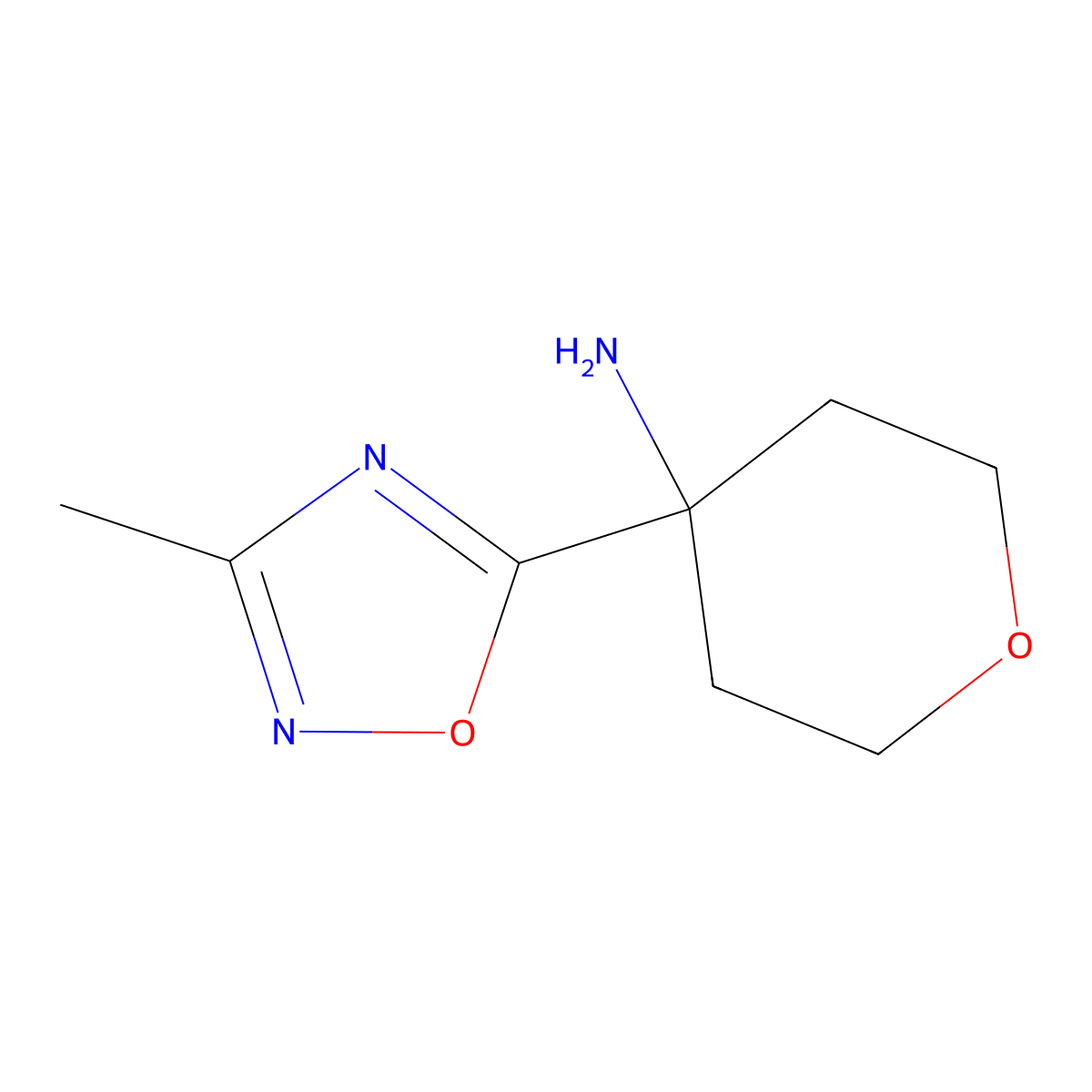 4-(3-Methyl-1,2,4-oxadiazol-5-yl)oxan-4-amine molecular structure, CAS 1551950-69-6