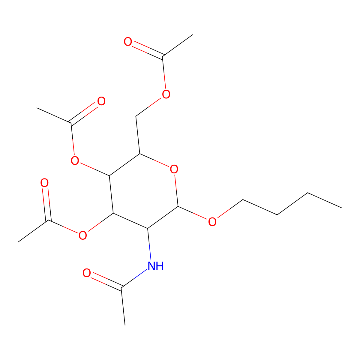 (5-Acetamido-3,4-diacetyloxy-6-butoxyoxan-2-yl)methyl acetate molecular structure, CAS 155197-37-8