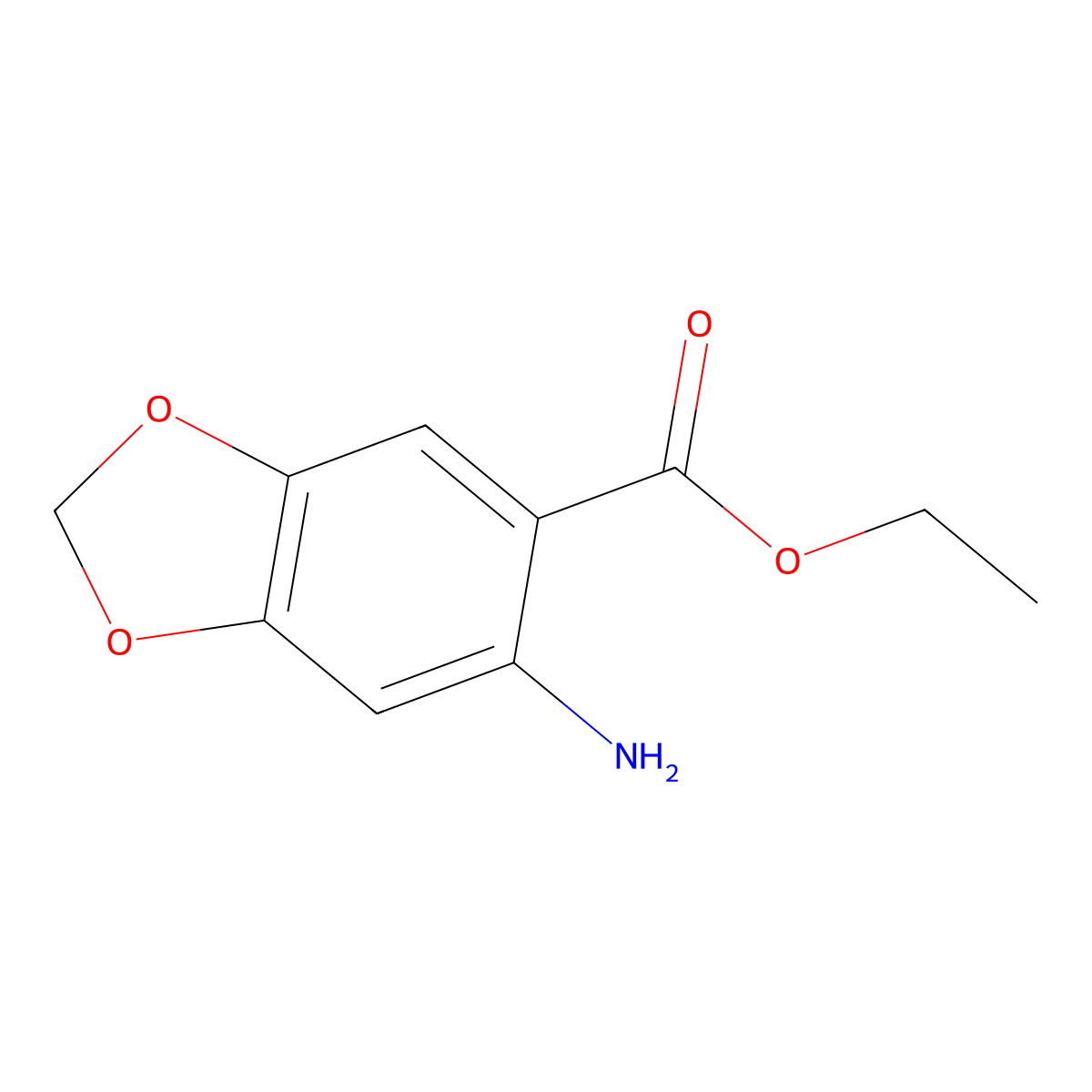 Ethyl 6-amino-1,3-dioxaindane-5-carboxylate molecular structure, CAS 155199-65-8