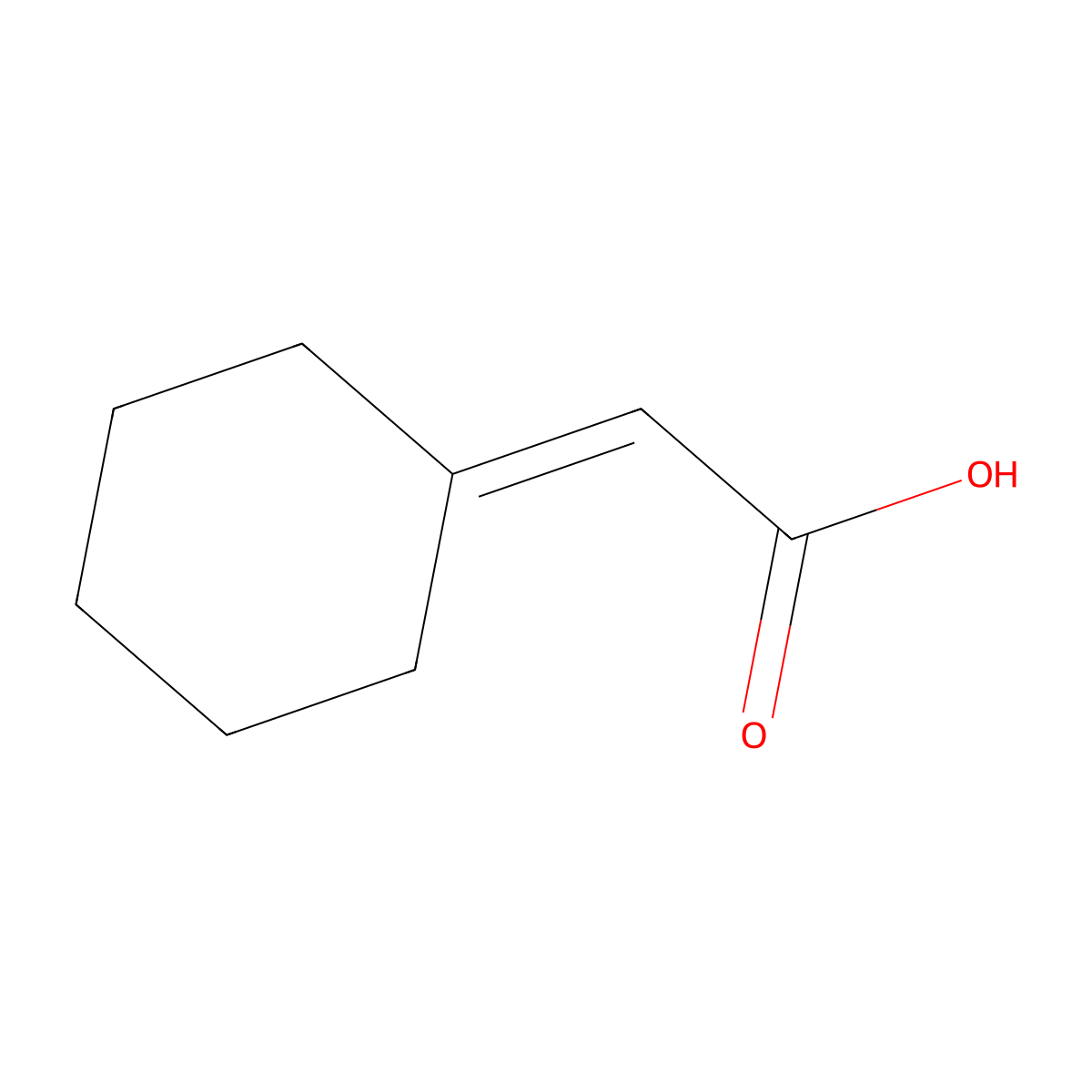 2-Cyclohexylideneacetic acid molecular structure, CAS 1552-91-6