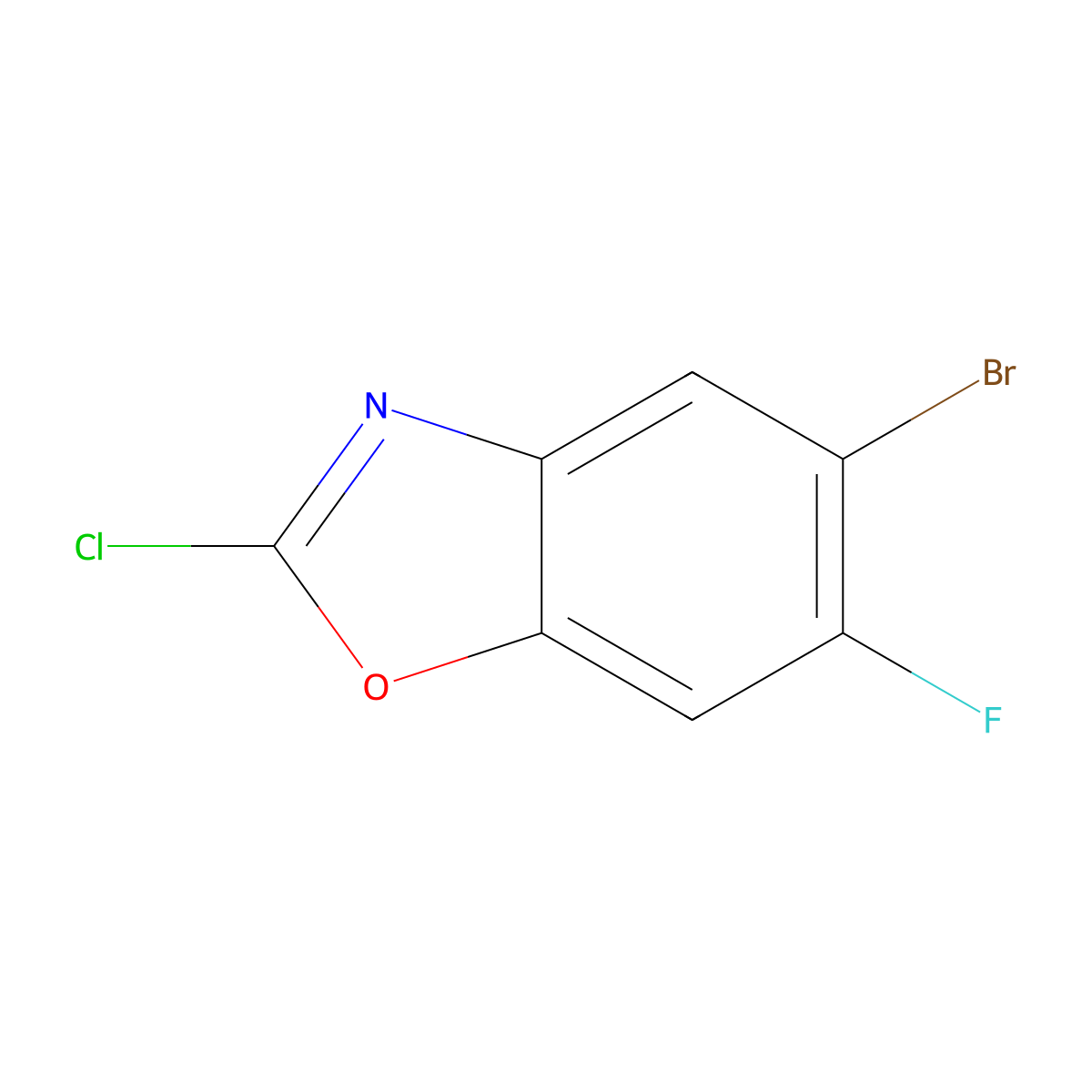 5-Bromo-2-chloro-6-fluoro-1,3-benzoxazole molecular structure, CAS 1552012-28-8
