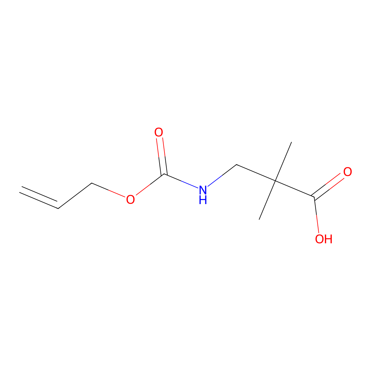 2,2-Dimethyl-3-{[(prop-2-en-1-yloxy)carbonyl]amino}propanoic acid molecular structure, CAS 1552016-56-4