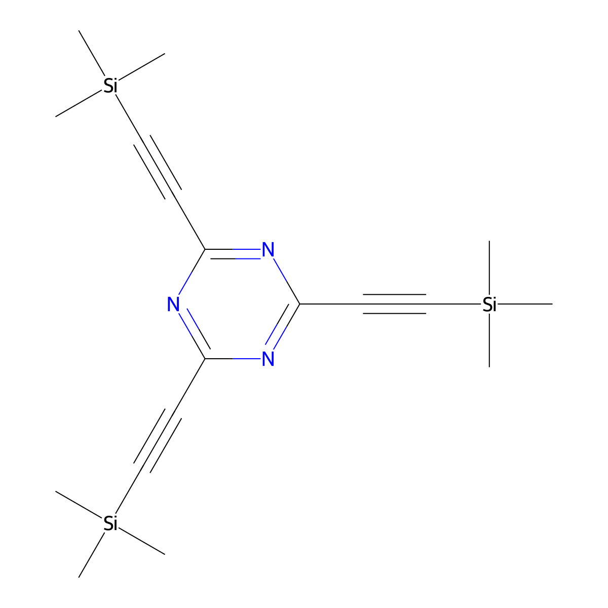 2,4,6-Tris((trimethylsilyl)ethynyl)-1,3,5-triazine molecular structure, CAS 155202-89-4