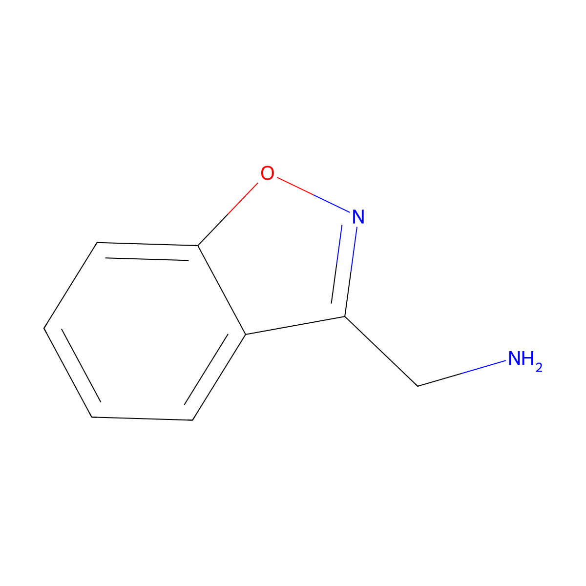 1,2-Benzoxazol-3-ylmethanamine molecular structure, CAS 155204-08-3