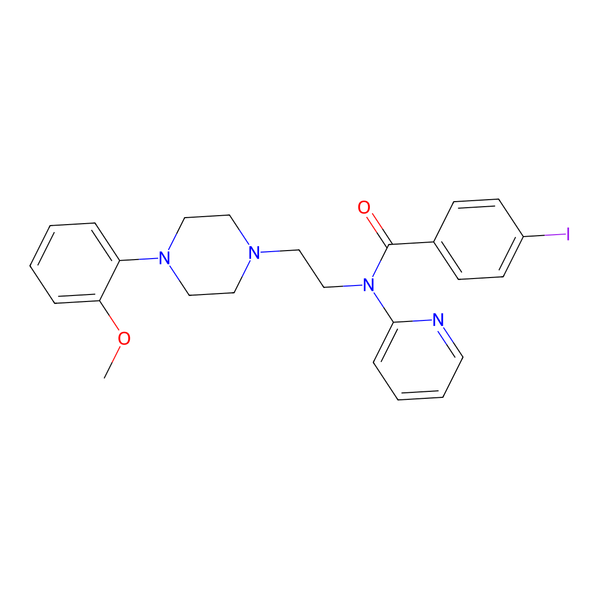 4-iodo-N-(2-(4-(methoxyphenyl)-1-piperazinyl)ethyl)-N-2-pyridinylbenzamide molecular structure, CAS 155204-23-2