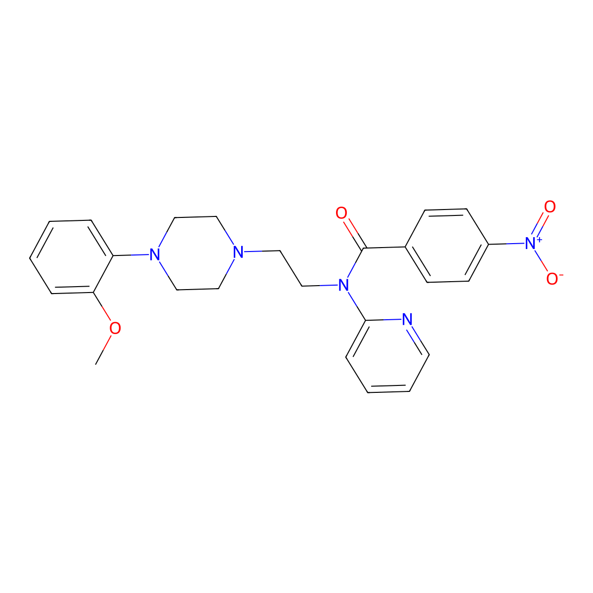 N-(2-(4-(2-Methoxyphenyl)piperazin-1-yl)ethyl)-4-nitro-N-(pyridin-2-yl)benzamide molecular structure, CAS 155204-27-6