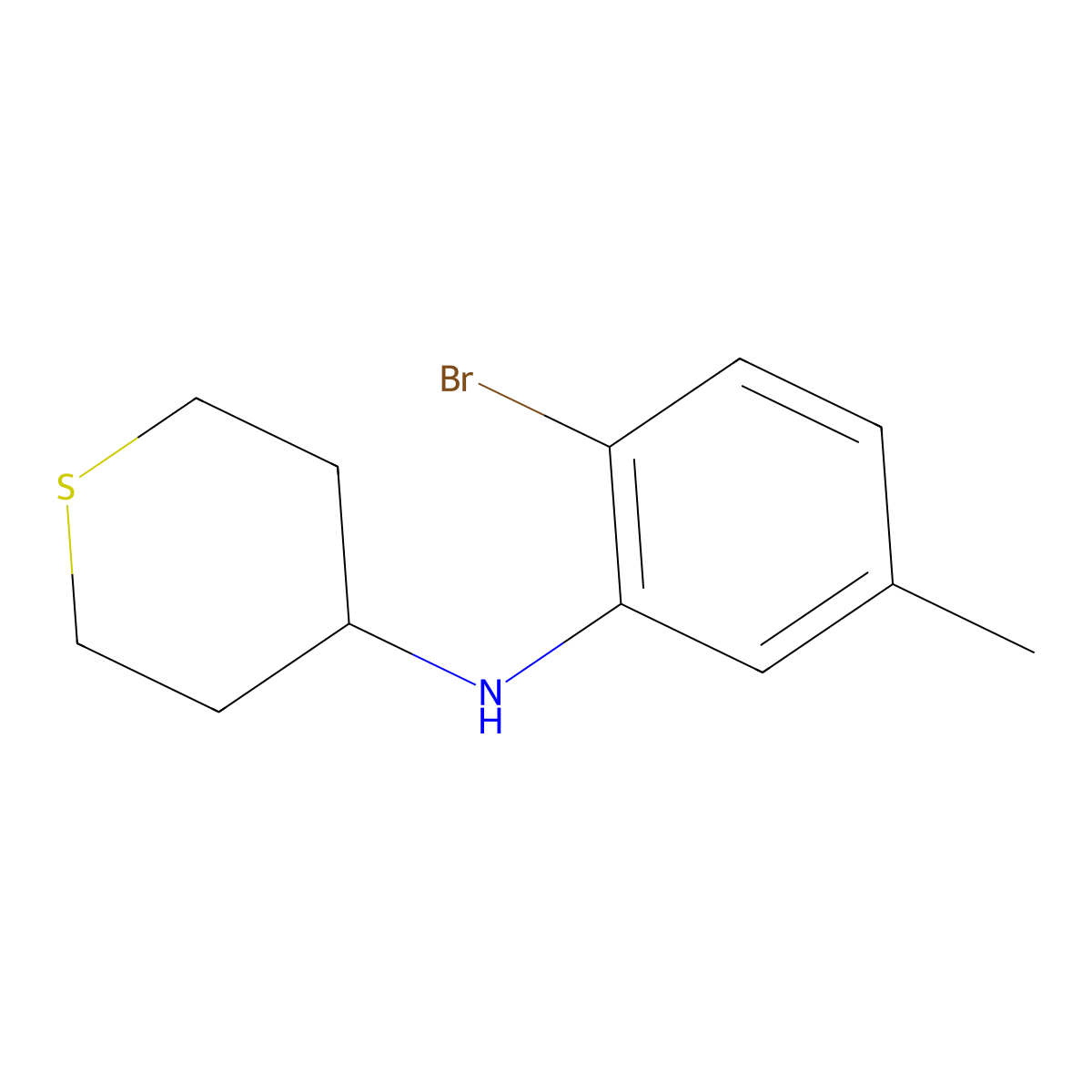 N-(2-Bromo-5-methylphenyl)thian-4-amine molecular structure, CAS 1552043-91-0