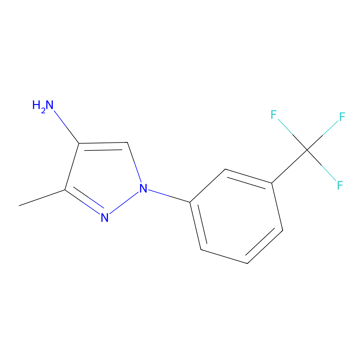 3-methyl-1-(3-(trifluoromethyl)phenyl)-1H-pyrazol-4-amine molecular structure, CAS 1552051-98-5