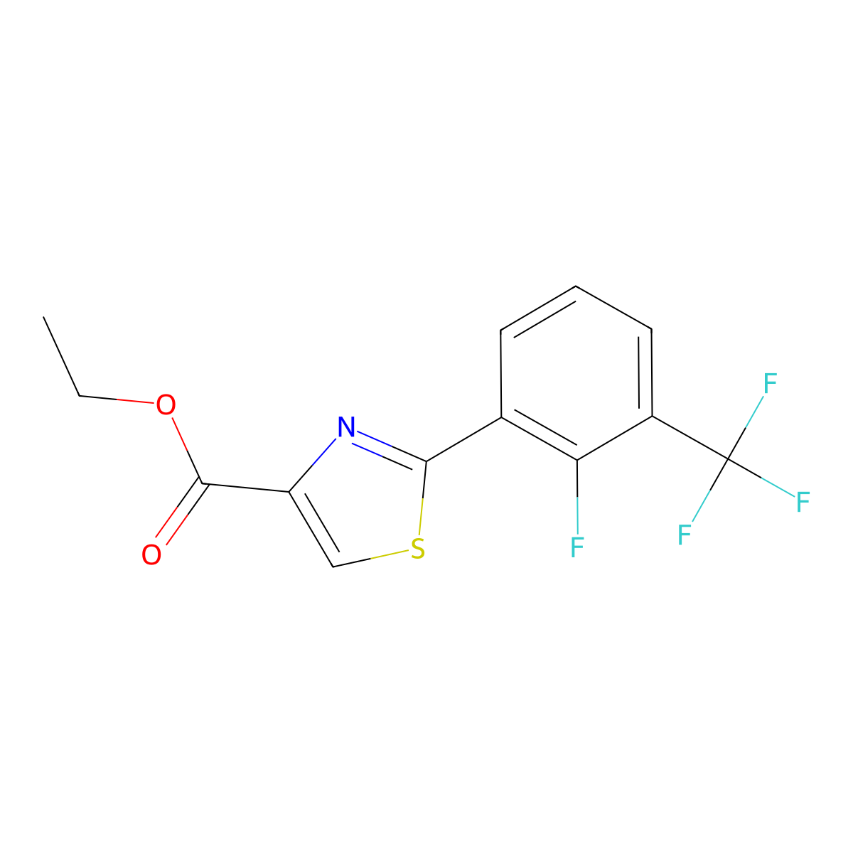 Ethyl 2-(2-fluoro-3-(trifluoromethyl)phenyl)thiazole-4-carboxylate molecular structure, CAS 1552063-07-6