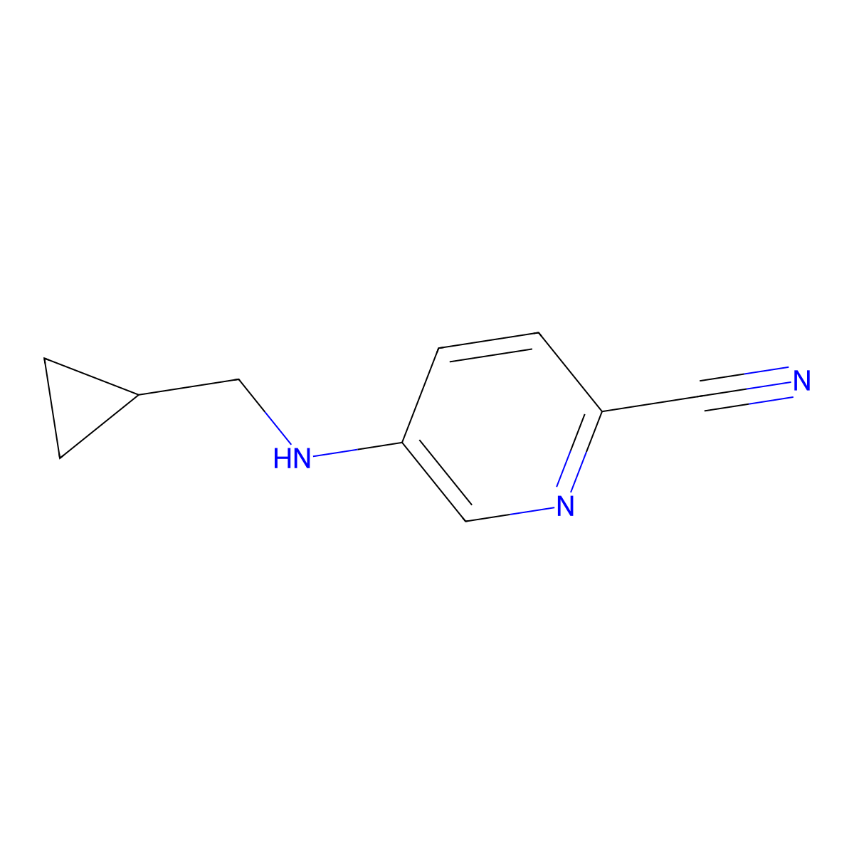 5-[(Cyclopropylmethyl)amino]pyridine-2-carbonitrile molecular structure, CAS 1552066-45-1
