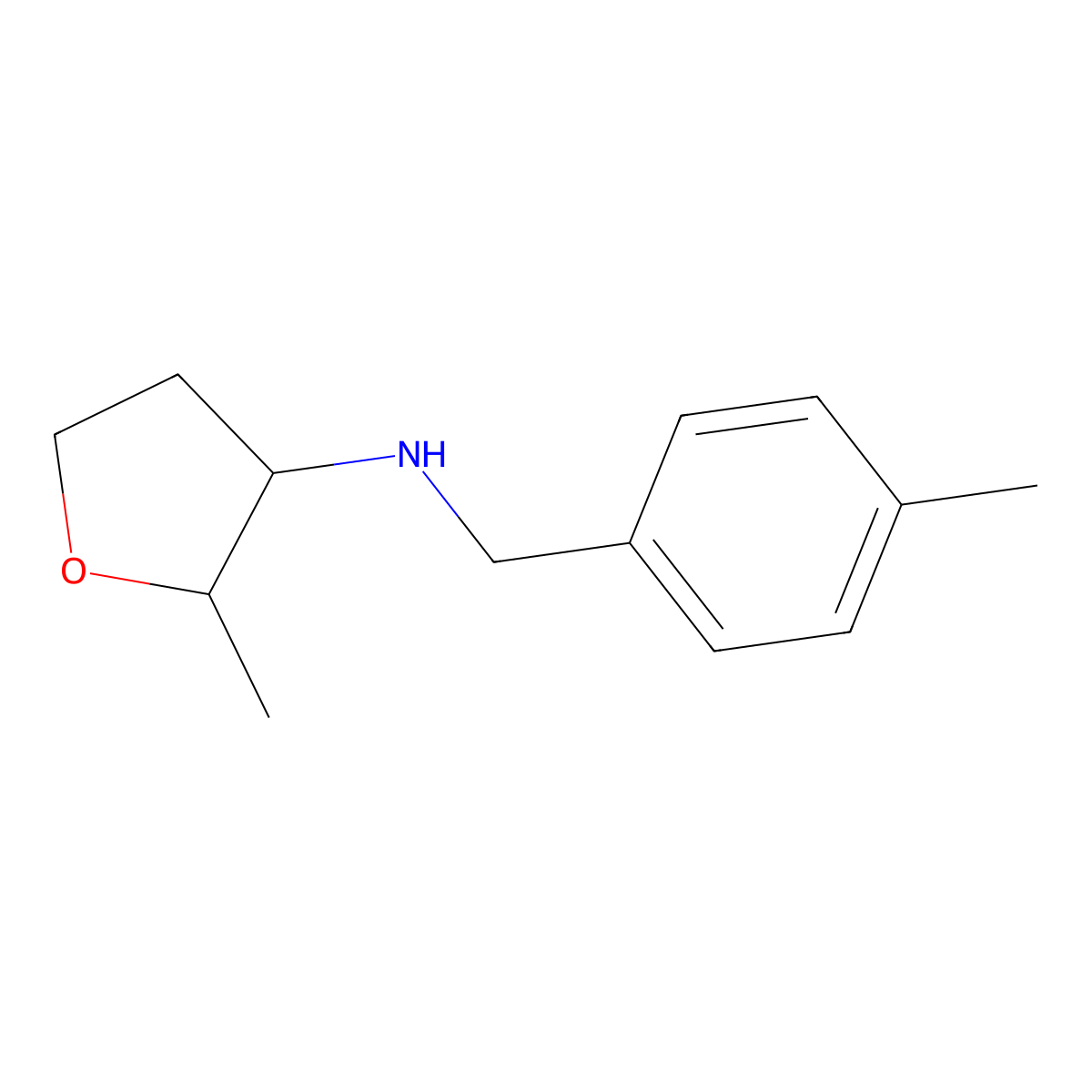 2-Methyl-N-[(4-methylphenyl)methyl]oxolan-3-amine molecular structure, CAS 1552085-87-6