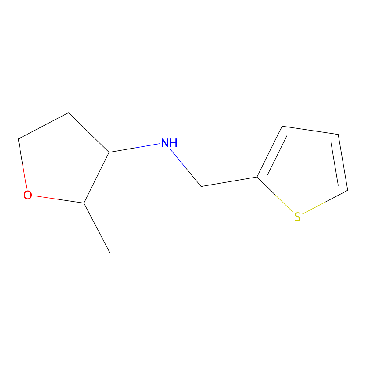 2-methyl-N-(thiophen-2-ylmethyl)oxolan-3-amine molecular structure, CAS 1552085-94-5
