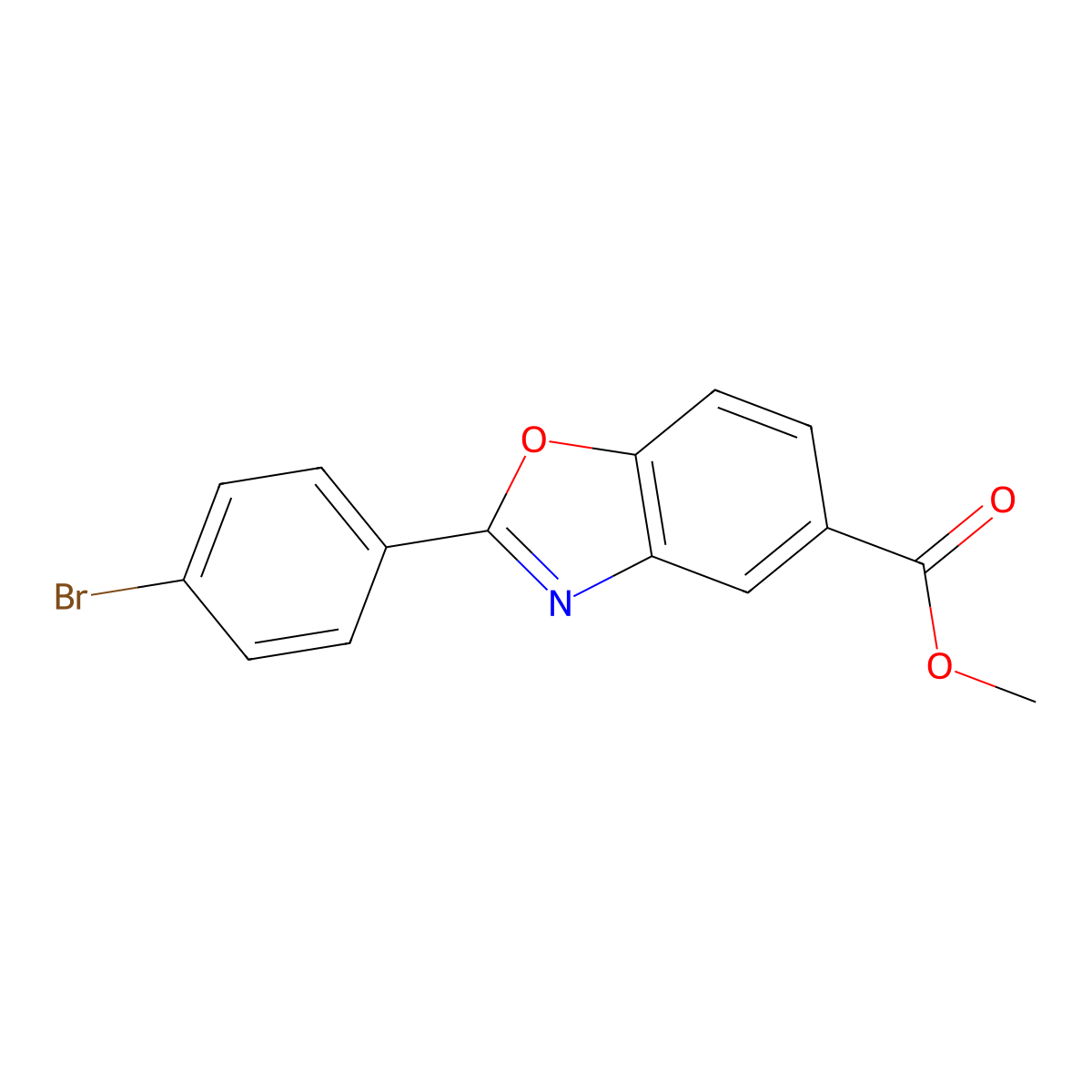 Methyl 2-(4-bromophenyl)-1,3-benzoxazole-5-carboxylate molecular structure, CAS 1552088-24-0