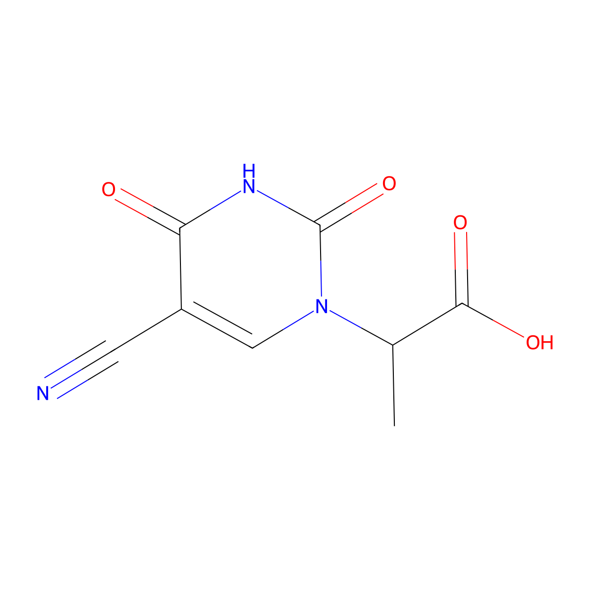 2-(5-cyano-2,4-dioxo-3,4-dihydropyrimidin-1(2H)-yl)propanoic acid molecular structure, CAS 155211-06-6