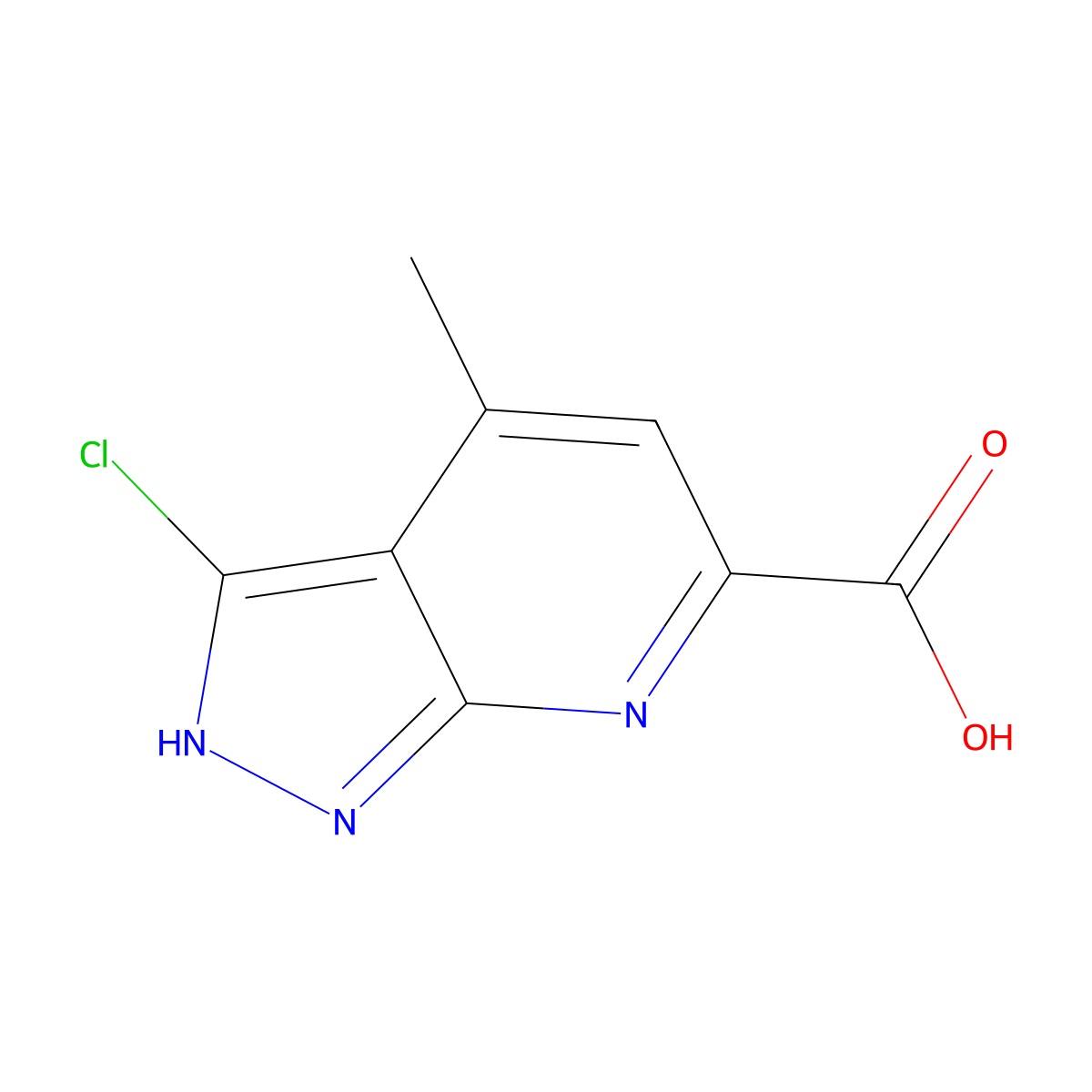 3-Chloro-4-methyl-1H-pyrazolo[3,4-b]pyridine-6-carboxylic acid molecular structure, CAS 1552129-89-1