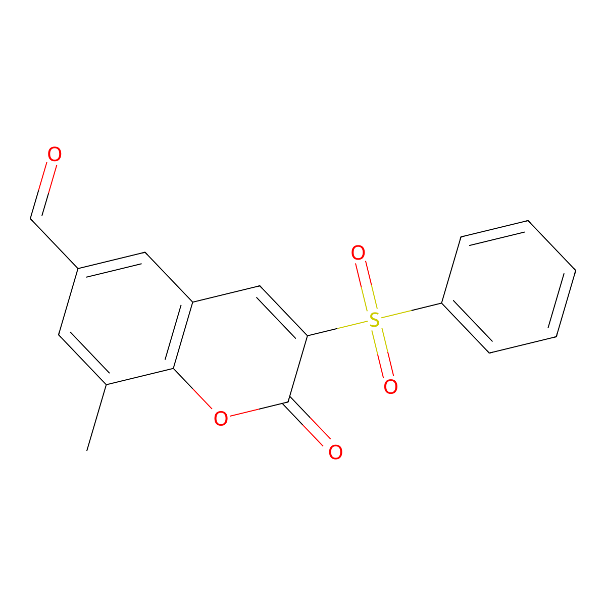 8-methyl-2-oxo-3-(phenylsulfonyl)-2H-chromene-6-carbaldehyde molecular structure, CAS 1552150-16-9