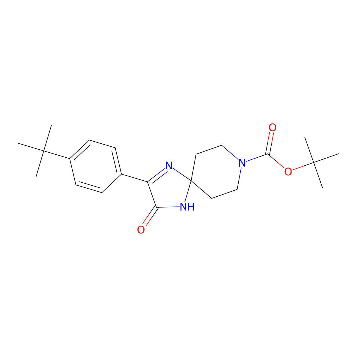 Tert-butyl 2-(4-tert-butylphenyl)-3-oxo-1,4,8-triazaspiro[4.5]dec-1-ene-8-carboxylate molecular structure, CAS 1552151-99-1