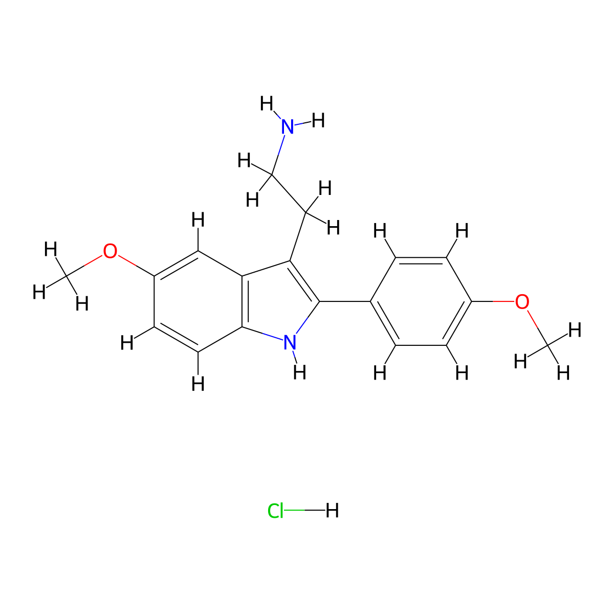 2-[5-methoxy-2-(4-methoxyphenyl)-1H-indol-3-yl]ethan-1-amine hydrochloride molecular structure, CAS 1552163-47-9