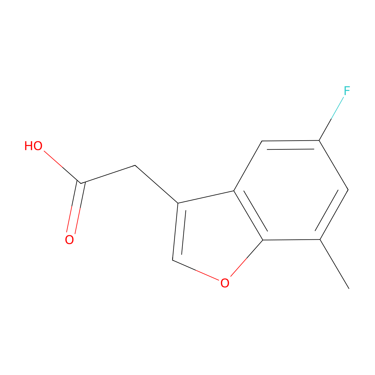 2-(5-Fluoro-7-methyl-1-benzofuran-3-yl)acetic acid molecular structure, CAS 1552175-81-1