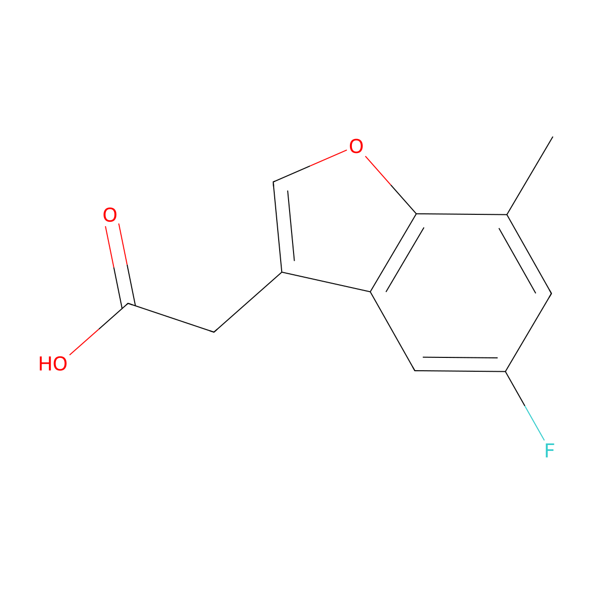 2-(5-Fluoro-7-methyl-1-benzofuran-3-yl)acetic acid molecular structure, CAS 1552175-81-1