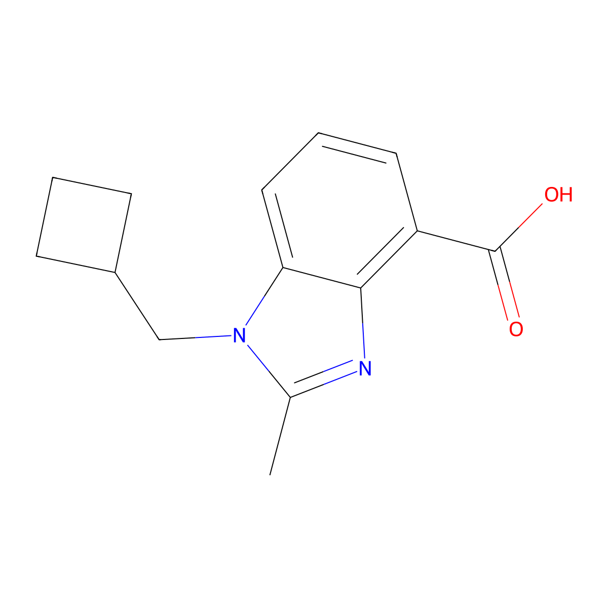 1-(cyclobutylmethyl)-2-methyl-1H-1,3-benzodiazole-4-carboxylic acid molecular structure, CAS 1552181-98-2