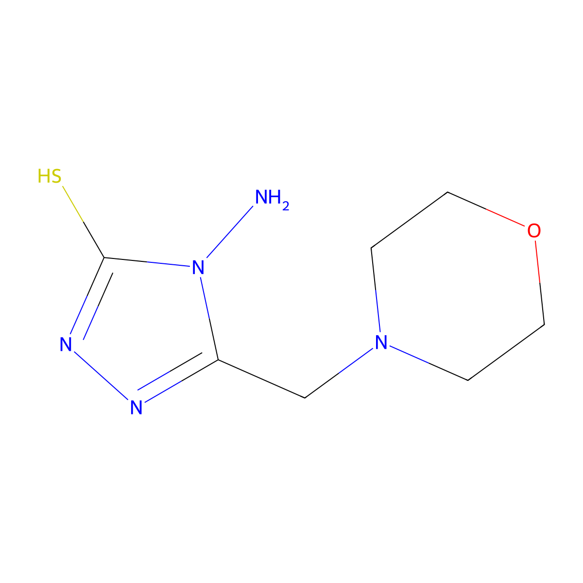 4-amino-5-(morpholin-4-ylmethyl)-4H-1,2,4-triazole-3-thiol molecular structure, CAS 155219-05-9