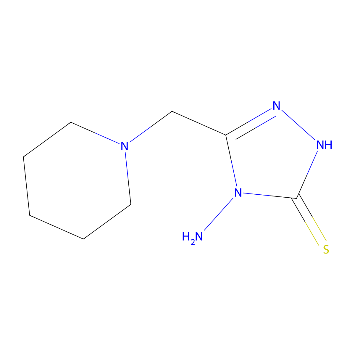 4-amino-5-(piperidin-1-ylmethyl)-4H-1,2,4-triazole-3-thiol molecular structure, CAS 155219-06-0
