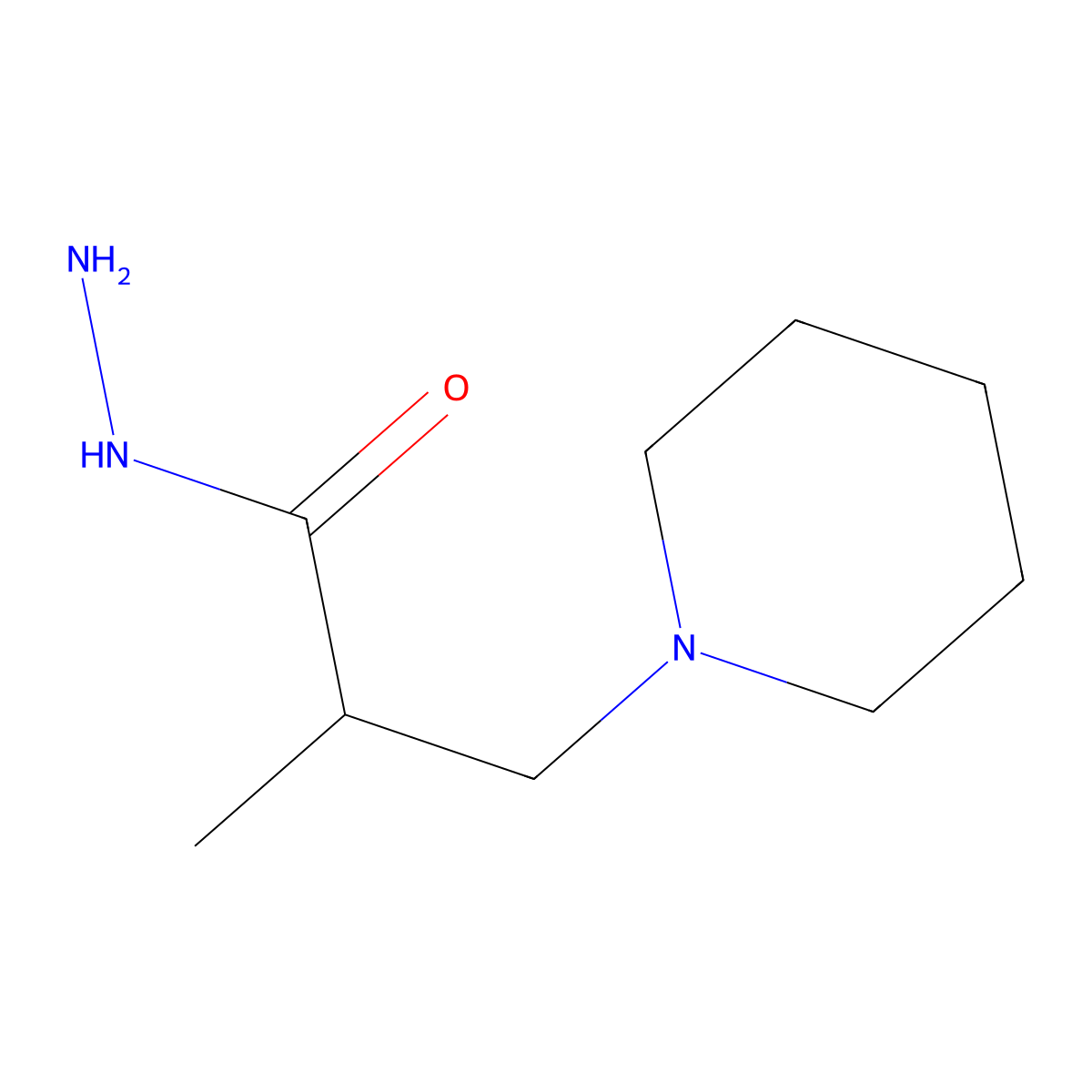 2-Methyl-3-piperidin-1-ylpropanohydrazide molecular structure, CAS 155219-10-6