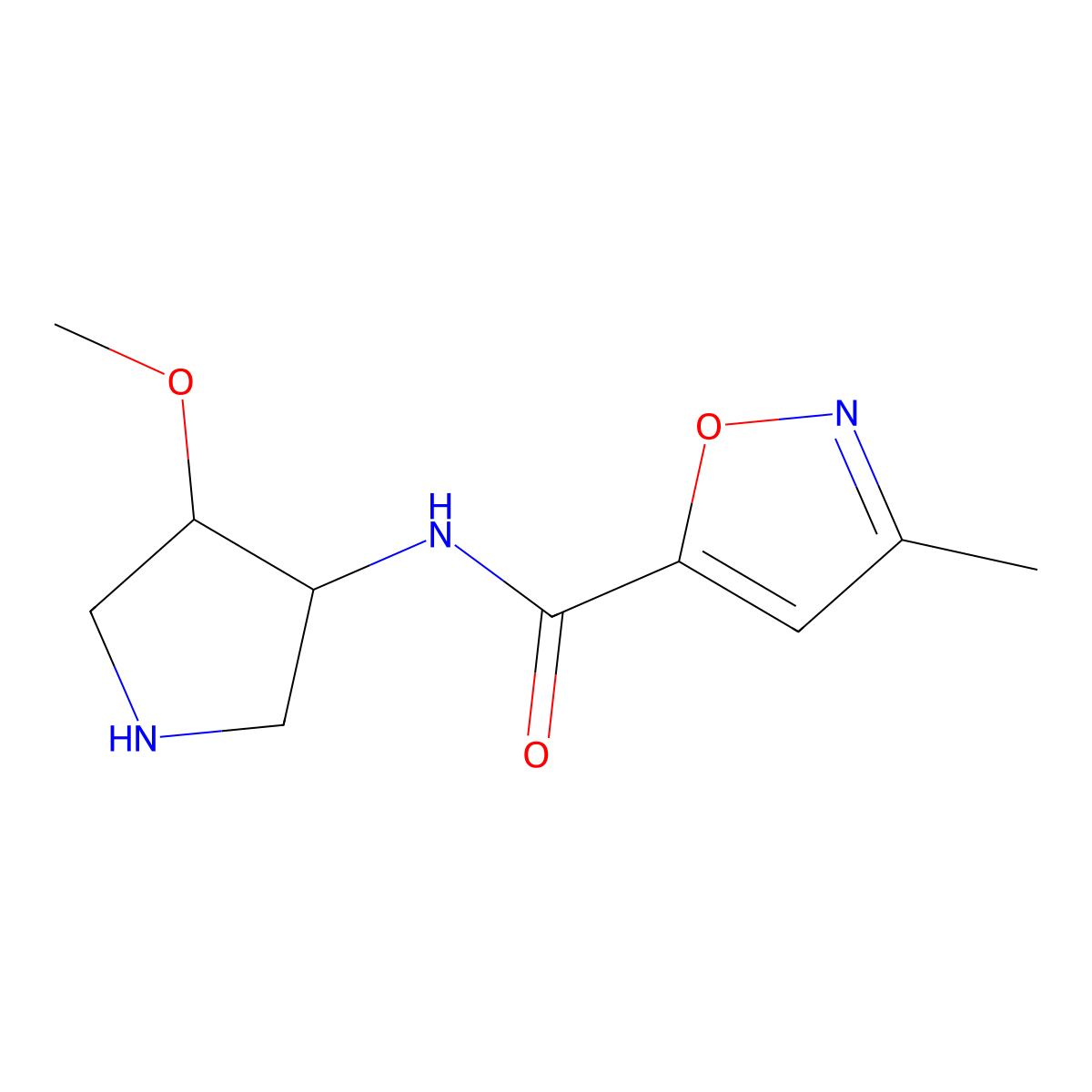 N-(4-methoxypyrrolidin-3-yl)-3-methyl-1,2-oxazole-5-carboxamide molecular structure, CAS 1552197-32-6