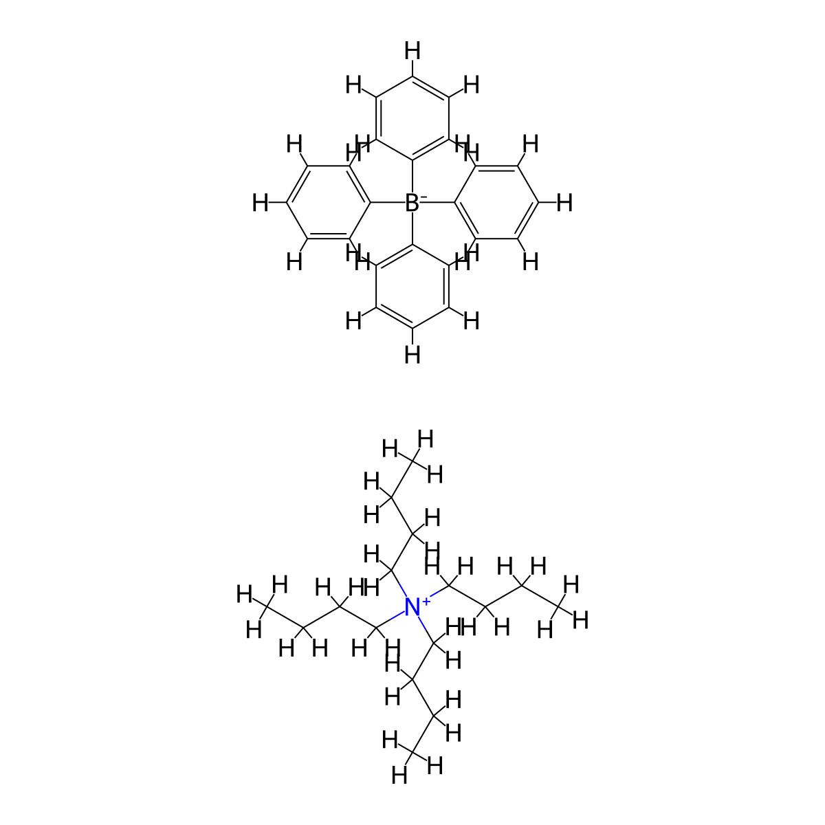 Tetrabutylammonium tetraphenylborate molecular structure, CAS 15522-59-5