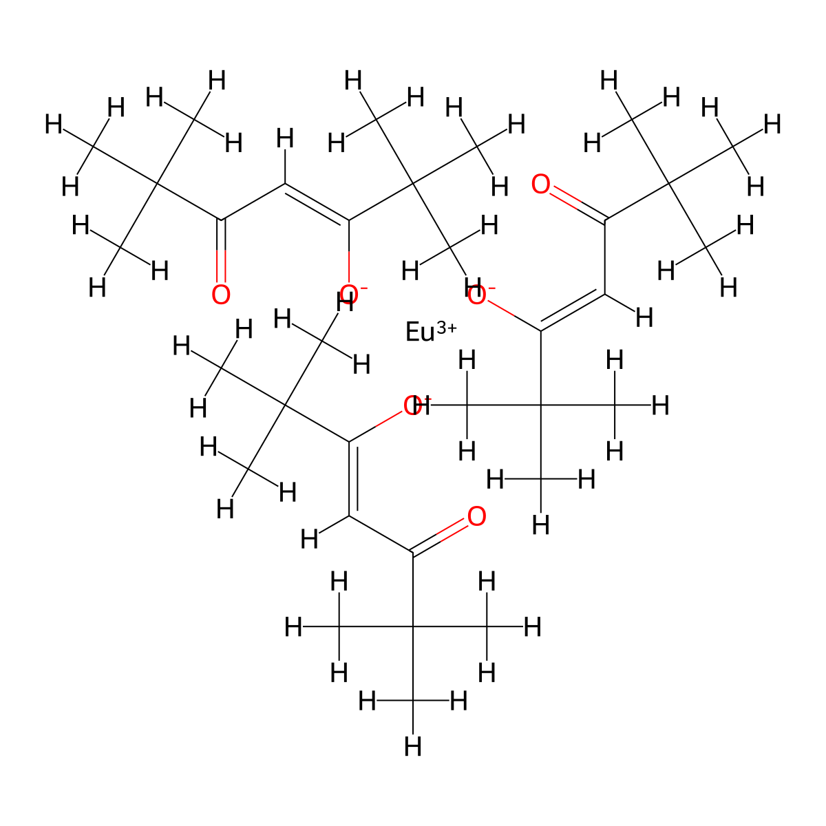 Tris(2,2,6,6-tetramethylheptane-3,5-dionato-O,O')europium molecular structure, CAS 15522-71-1