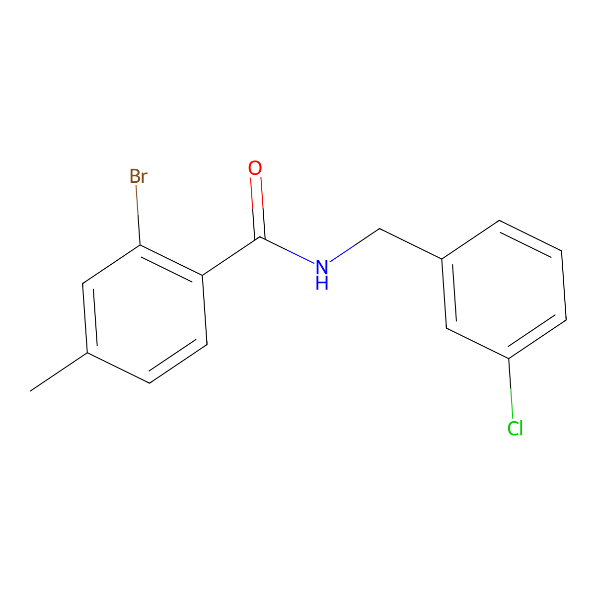 2-Bromo-N-[(3-chlorophenyl)methyl]-4-methylbenzamide molecular structure, CAS 1552237-03-2