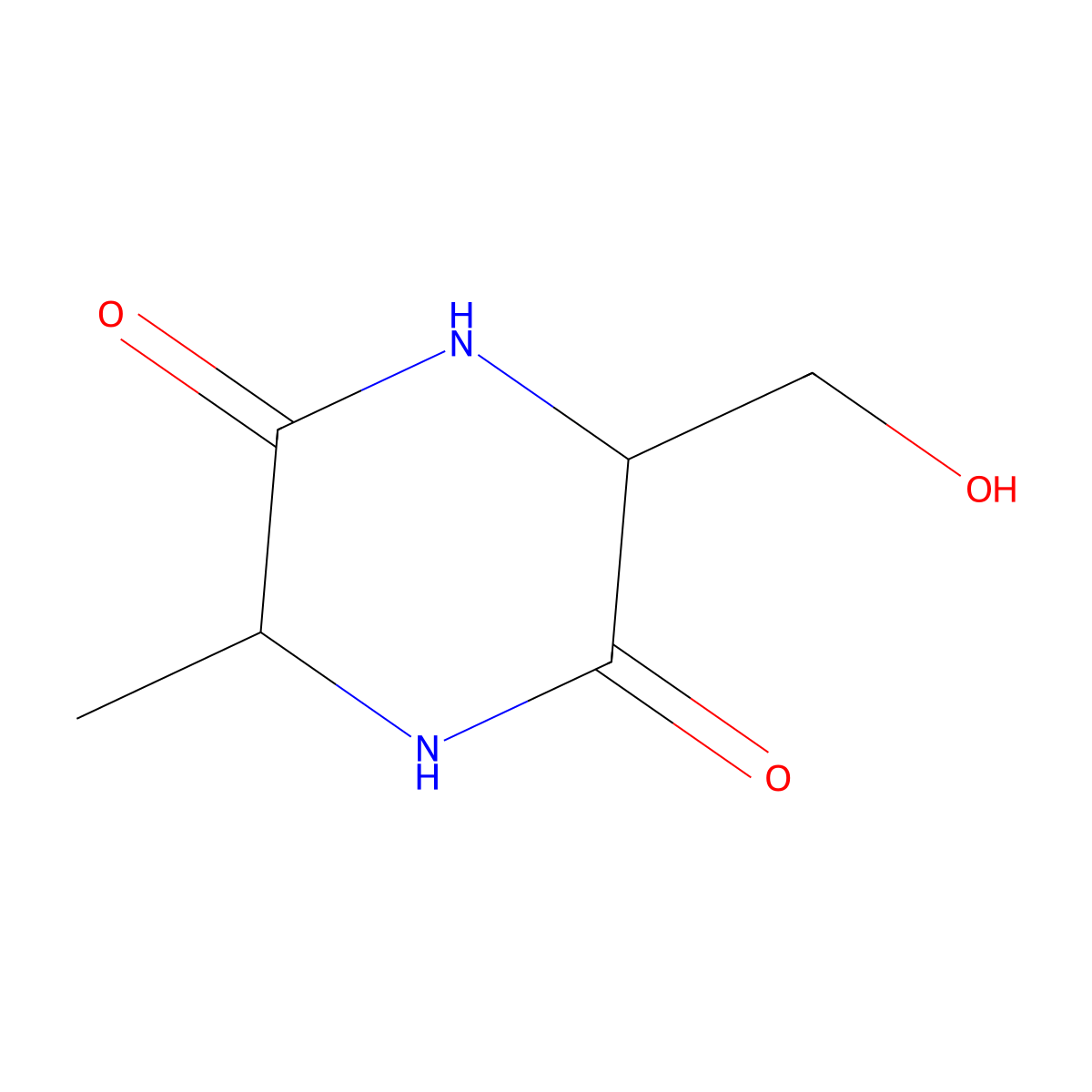 (3S,6S)-3-(hydroxymethyl)-6-methylpiperazine-2,5-dione molecular structure, CAS 155225-26-6