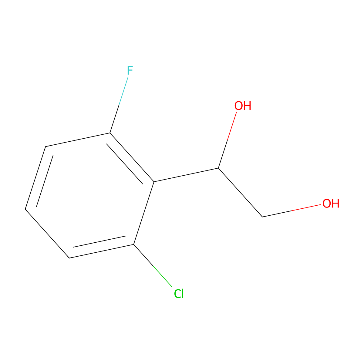 1-(2-Chloro-6-fluorophenyl)ethane-1,2-diol molecular structure, CAS 1552251-52-1