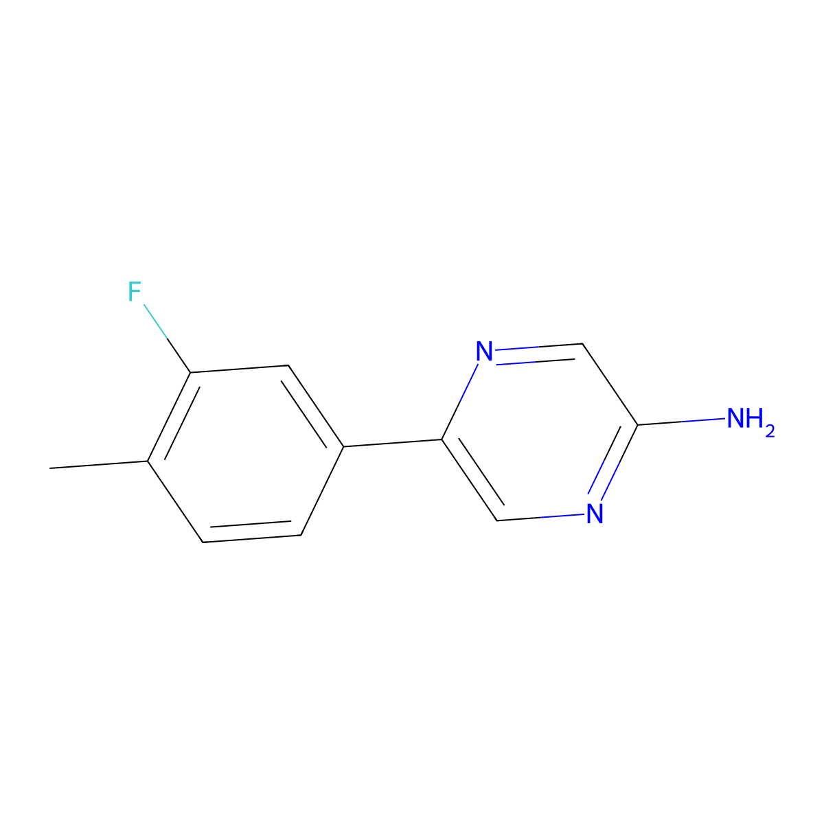 5-(3-Fluoro-4-methylphenyl)pyrazin-2-amine molecular structure, CAS 1552256-51-5
