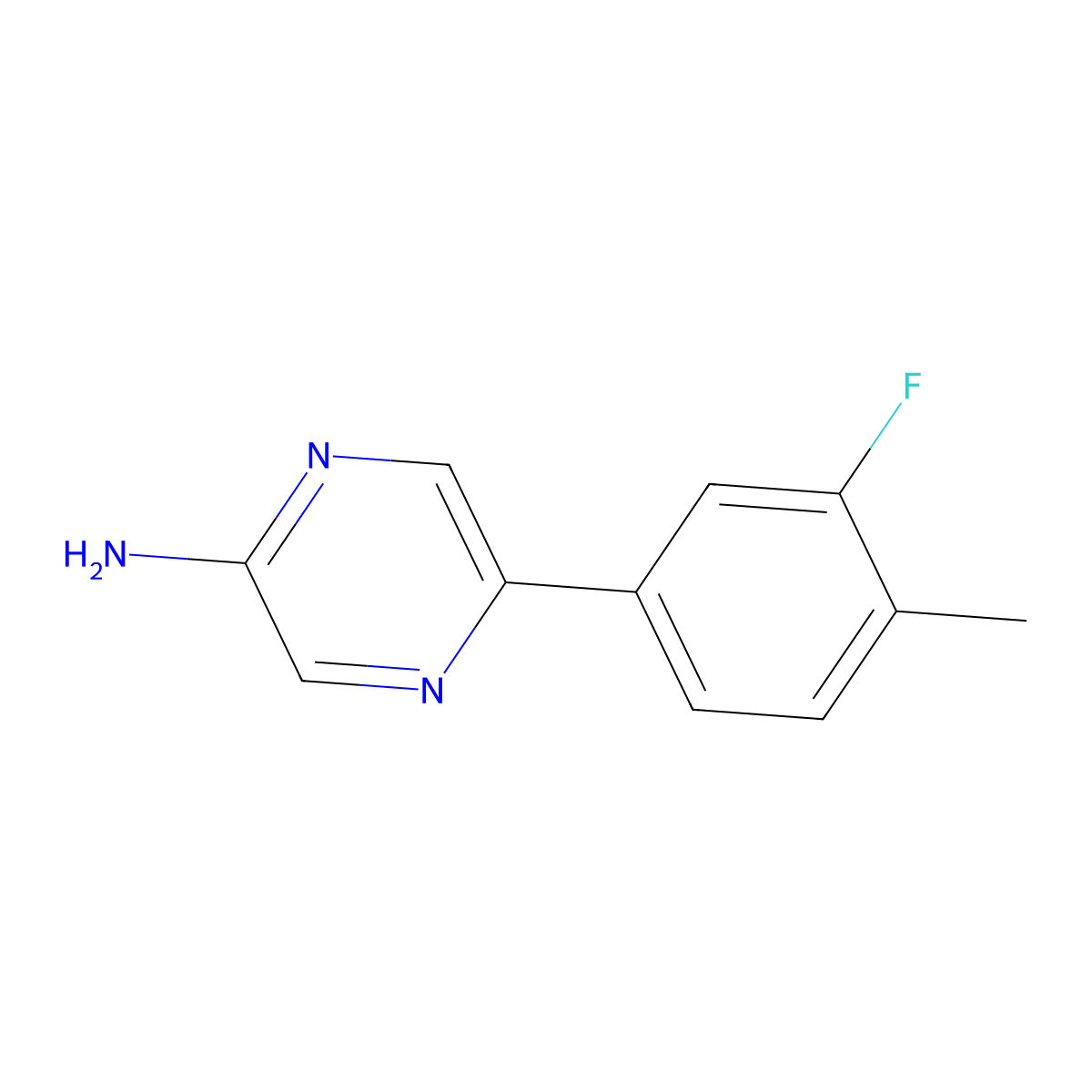 5-(3-Fluoro-4-methylphenyl)pyrazin-2-amine molecular structure, CAS 1552256-51-5