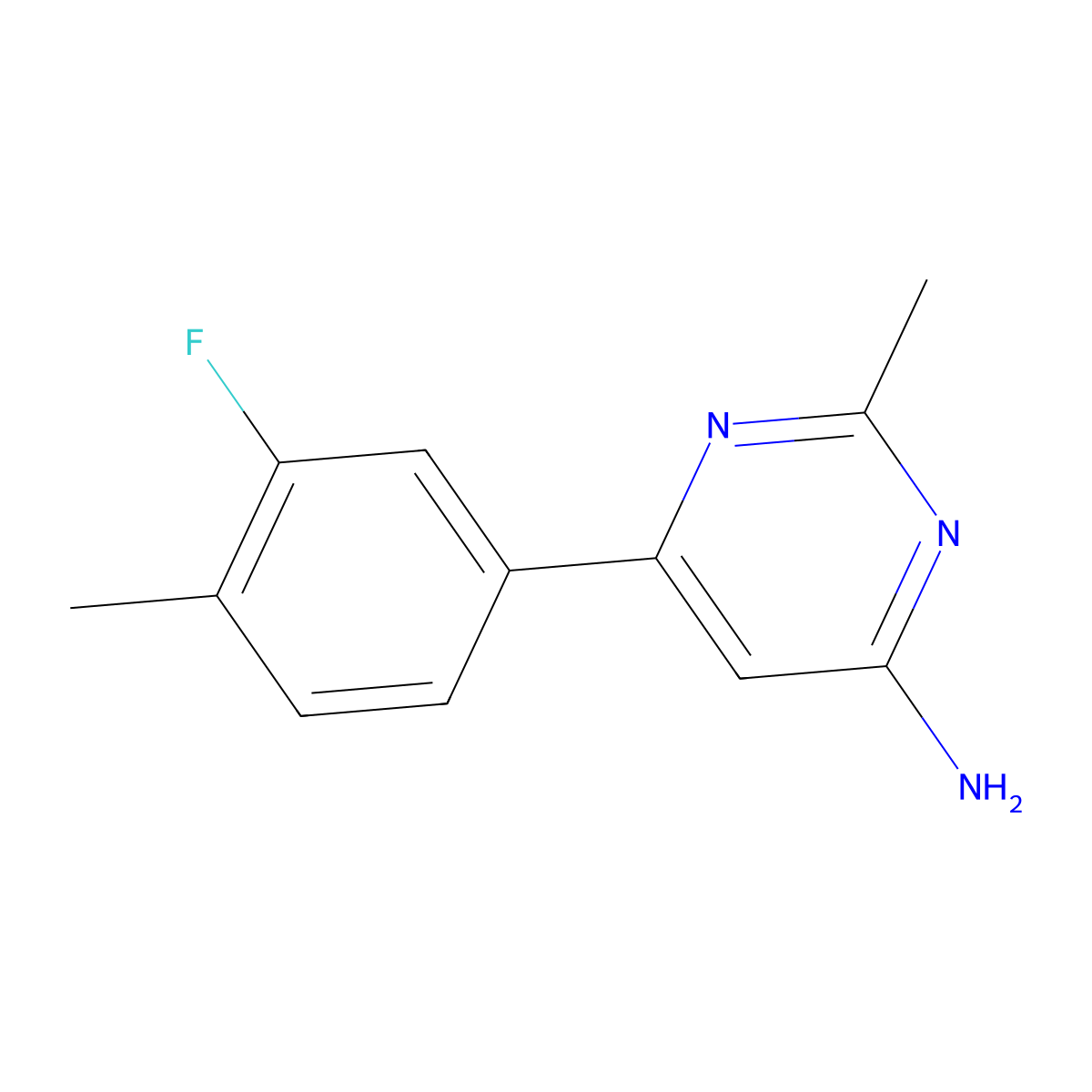 6-(3-Fluoro-4-methylphenyl)-2-methylpyrimidin-4-amine molecular structure, CAS 1552257-11-0