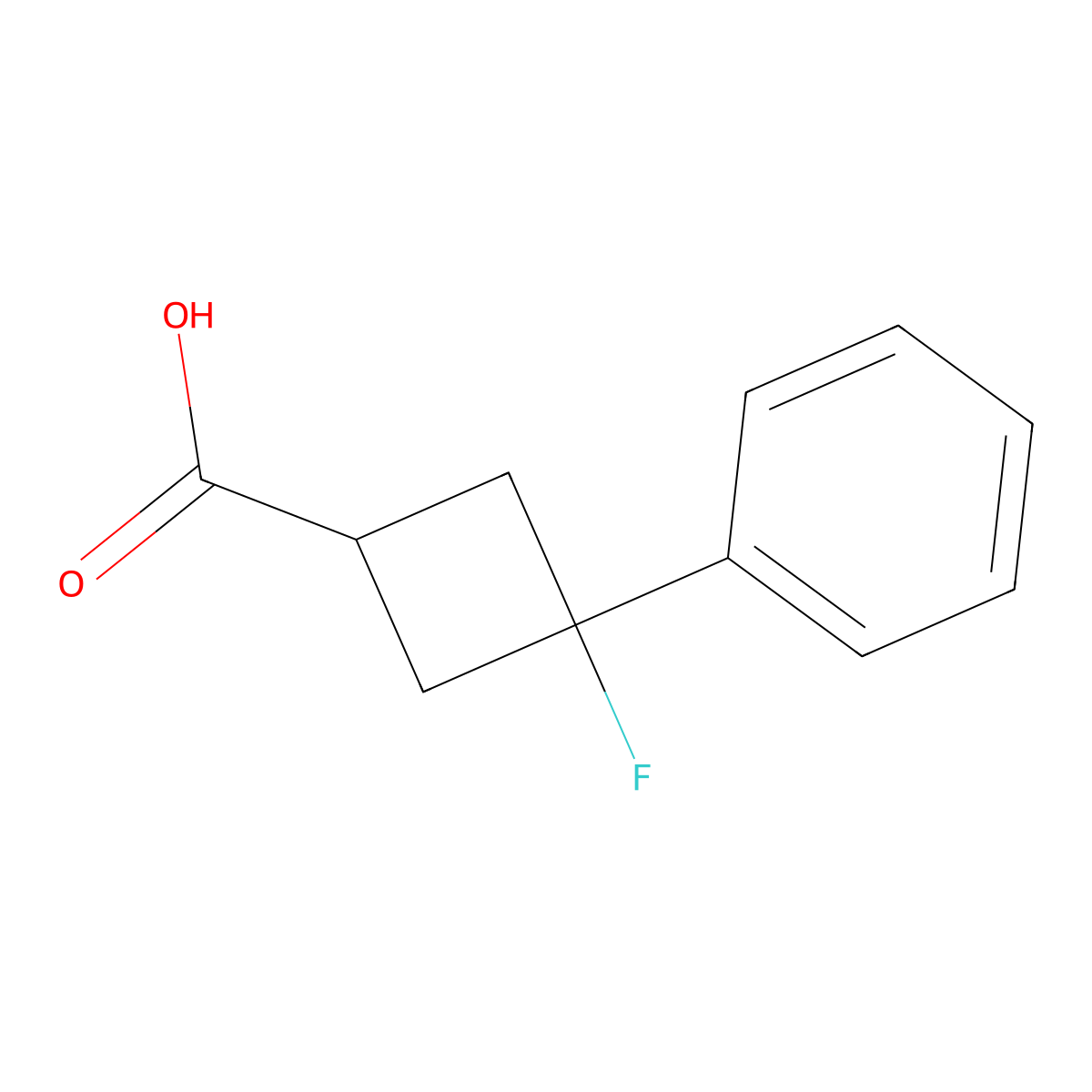 3-Fluoro-3-phenylcyclobutane-1-carboxylic acid molecular structure, CAS 1552265-55-0